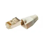 Logilink RJ45 Stecker Kat.5e mit Knickschutztülle grau 100 Stück