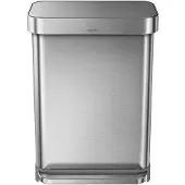 Simplehuman CW2023, 55 l, Rechteckig, Edelstahl, Edelstahl, Terrasse, Edelstahl