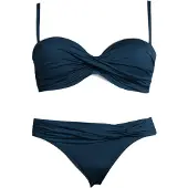 LASCANA Bügel-Bandeau-Bikini , Damen, Gr. 34, Cup D, blau, Polyamid, glänzend, unifarben, Bikini-Sets Bügel-Bandeau-Bikini, mit verschiedenen Trägervarianten