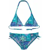 Buffalo Triangel-Bikini "Shari Kids", Jungen, Gr. 158/164, N-Gr, grün (türkis, bedruckt), Polyamid, Paisleymuster, Bikini-Sets Triangel-Bikini, im Folklore-Print
