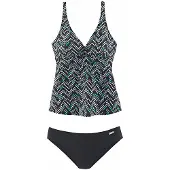 LASCANA Bügel-Tankini , Damen, Gr. 38, Cup E, schwarz (schwarz, bedruckt), Polyamid, bedruckt, Bikini-Sets Bügel-Tankini, mit Zacken-Muster