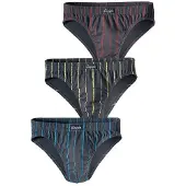 Le jogger Slip , Herren, Gr. 5, 3 Stk., bunt (rot, gelb, blau), Jersey, Obermaterial: 95% Baumwolle, 5% Elasthan, gestreift, körpernah, Unterhosen Slip, mit kontrastfarbenen Streifen
