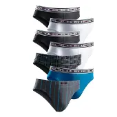 H.I.S. Slip H.I.S, Herren, Gr. S, 7 Stk., blau, Jersey, Obermaterial: 95% Baumwolle, 5% Elasthan, gestreift, körpernah, Unterhosen Slip, aus bequemer Baumwoll-Stretch-Qualität