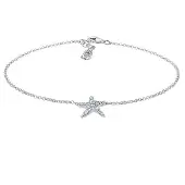 Elli Fußkette "Fußschmuck Seestern Kristalle 925 Silber" Gr. 22, silber, Fußketten, Damen, Silber 925 (Sterlingsilber), Fußkette