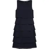 Vera Mont Cocktailkleid "Cocktailkleid mit Volant", Damen, Gr. 42, EURO, blau (night sky), 100% Polyester PES., Kleider Cocktailkleid