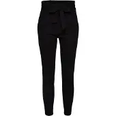 Vero Moda Jogger Pants "VMEVA PAPERBAG", Damen, Gr. S, Länge 32, schwarz, Milano Rib, Obermaterial: 65% Viskose, 30% Elasthan, 5% Nylon, unifarben, knöchelfrei, Hosen Jogger Pants