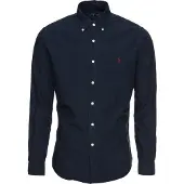 Ralph Lauren für Herren. 710723610003 Schmal geschnittenes navy gefärbtes Oxford-Hemd (M), Lässig, Baumwolle, Klassisch, Langarm, Marin