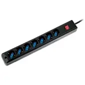 Atlantis Land P011-SL3007-B, 7 AC-Ausgänge, 16 A, 2500 W, Schwarz, 1,5 m