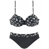 LASCANA Bügel-Bikini , Damen, Gr. 38, Cup G, schwarz-weiß (schwarz, weiß), Polyamid, gepunktet, Bikini-Sets Bügel-Bikini, mit einer schlichten Schlaufe zwischen den Cups