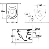 Villeroy & Boch Subway 2.0 Tiefspül-WC, Compact spülrandlos, oval, wandhängend, 355x480x360mm, 5606R001, Farbe: Weiß