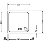 Duravit D-Code Duschwanne, 900x900mm, Quadratisch, Einbauversion, 720102000000001, Farbe: weiß mit Antislip