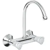GROHE Costa Zweigriff-Spültischarmatur, Ausladung 182mm, Bogenauslauf, schwenkbar, 31191001
