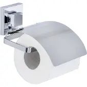Wenko Vacuum-Loc Cover Quadro Toilettenpapierhalter, Edelstahl, Hält auf allen luftundurchlässigen Flächen, 1 Stück