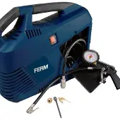 Ferm Tragbarer Elektrische Druckluft Kompressor - 1100W - Max. 8 Bar - Öl frei - Mit viele zubehören