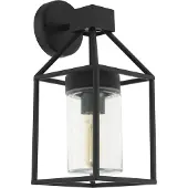 Eglo Außen-Wandlampe Trecate, 1 flammige Außenleuchte, Wandleuchte aus verzinktem Stahl, Farbe: Schwarz, Glas: klar, Fassung: E27, IP44