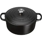 Le Creuset Signature Serie Runder Bräter aus Gusseisen mit Deckel - 22 cm - 3,3 L - Geeignet für alle Herdarten - Schwarz