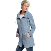Sieh an! Fleecejacke SIEH AN "Long-Fleecejacke Fleecejacke mit 2-Wege-Reißverschluss", Damen, Gr. 42, blau (hellblau), Fleece, , Basic, Jacken Fleecejacke
