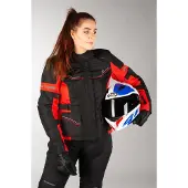 IXS Tour Evans-ST Damen Motorrad Textiljacke, schwarz/rot, Lady 3XL