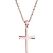 Elli Kette mit Anhänger "Halskette Kreuz Symbol Religion 925 Silber" Gr. 45, rosa (rosegold), Halsketten, Damen, 45, ohne Stein, Silber 925 (Sterlingsilber), Kette mit Anhänger