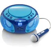 Lenco SCD-650BU Tragbares Karaoke-Radio UKW CD/MP3 Mikrofon Lichteffekte Blau