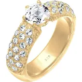 Elli Verlobungsring PREMIUM "Ring Weiß 925 Sterling Silber, mit Kristallen von Swarovski" Gr. 56, gold, Fingerringe, Damen, 56, Silber 925 (Sterlingsilber), Verlobungsring