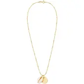 Elli Kette mit Anhänger "Halskette Kauri Muschel und Plättchen Kugelkette 925 Silber" Gr. 60, gold, Halsketten, Damen, ohne Stein, Silber 925 (Sterlingsilber), Kette mit Anhänger