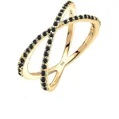 Elli Silberring "Ring Silberring Kreuz mit Zirkonia 925 Silber" Gr. 54, schwarz, Fingerringe, Damen, 54, Silber 925 (Sterlingsilber), Silberring