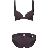 s.Oliver Push-Up-Bikini , Damen, Gr. 34, Cup A, braun, Microfaser, Polyamid, unifarben, Bikini-Sets Push-Up-Bikini, mit Zierring an der Hose