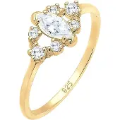Elli Verlobungsring "Ring Verlobungsring Zirkonia Weiß 925 Sterling Silber" Gr. 54, gold, Fingerringe, Damen, 54, Silber 925 (Sterlingsilber), Verlobungsring