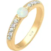 Elli Verlobungsring PREMIUM "Ring Glas Kristalle Synthetischer Opal 925 Sterling Silber" Gr. 54, gold, Fingerringe, Damen, 54, Silber 925 (Sterlingsilber), Verlobungsring