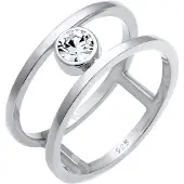 Elli Silberring PREMIUM "Ring Glas Kristalle Weiß 925 Sterling Silber" Gr. 54, silber, Fingerringe, Damen, 54, Silber 925 (Sterlingsilber), Silberring