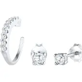 Elli Ohrstecker-Set "Ohrringe Ohrstecker Earcuff Zirkonia Set 925 Sterling Silber" Gr. 13, silber, Ohrringe, Damen, 13, Silber 925 (Sterlingsilber), Ohrstecker-Set
