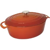 Vogue Ovaler Gusseisen-Bräter 5 Liter, Orange, Größe: 110(H) x 243(B) x 295(T) m