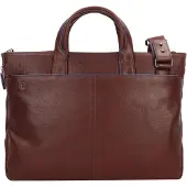 Piquadro Blue Square Special Schmale, ausdehnbare Laptoptasche dunkelbraun
