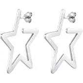 Elli Paar Creolen "Ohrringe Creolen Stern Astro Filigran 925 Silber" Gr. 33, silber, Ohrringe, Damen, 33, ohne Stein, Silber 925 (Sterlingsilber), Paar Creolen