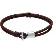 KUZZOI Lederarmband "Armband Echtleder Knoten Haken T-Bone 925 Sterling Silber" Gr. 220, braun, Armbänder, Herren, 220, Silber 925 (Sterlingsilber), Lederarmband