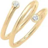 Elli Silberring "Ring Wickelring Geo Kristalle 925 Sterling Silber" Gr. 52, gold, Fingerringe, Damen, 52, Silber 925 (Sterlingsilber), Silberring
