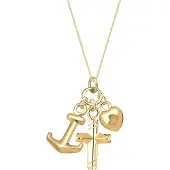 Elli Halskette Kreuz Herz Anker Glaube Liebe 925 Sterling Silber Gold
