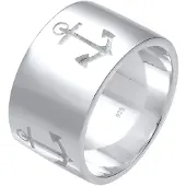 Elli Silberring "Ring Anker Bandring 925 Silber" Gr. 54, silber, Fingerringe, Damen, 54, Silber 925 (Sterlingsilber), Silberring