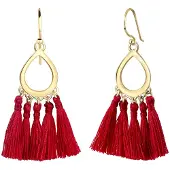 Elli Paar Ohrhänger "Ohrringe Hänger Tassel Quaste Tropfen 925 Silber" Gr. 50, rot, Ohrringe, Damen, 50, ohne Stein, Silber 925 (Sterlingsilber), Paar Ohrhänger