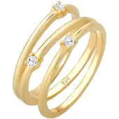 Elli Silberring "Ring Wickelring Zirkonia Filigran 925 Silber" Gr. 56, gold, Fingerringe, Damen, 56, Silber 925 (Sterlingsilber), Silberring