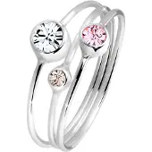Elli Ring-Set "Ring Stapelring Set Kristalle 925 Silber" Gr. 46, bunt, Fingerringe, Damen, 46,mit Stein, Silber 925 (Sterlingsilber), 5mm, Ring-Set