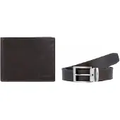 Fossil Leder Geldbörse Gürtel RFID Billfold Belt Gift Set Dark Brown braun