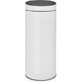 Brabantia Touch Bin, 30L, 30 l, Rund, Kunststoff, Edelstahl, Weiß, Manuell, Edelstahl