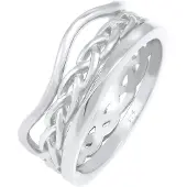 Elli Ring-Set "Ring Ringset Trend Welle Zopf Gedreht Style 925 Silber" Gr. 54, silber, Fingerringe, Damen, 54, ohne Stein, Silber 925 (Sterlingsilber), 3mm, Ring-Set