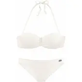 Buffalo Bügel-Bandeau-Bikini "Romance", Damen, Gr. 34, Cup C, beige (creme), Polyamid, strukturiert, unifarben, Bikini-Sets Bügel-Bandeau-Bikini, aus Strukturware