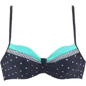 LASCANA Bügel-Bikini-Top , Damen, Gr. 38, Cup B, bunt (marine, türkis), Polyamid, gepunktet, gestreift, Bikini-Oberteile Bügel-Bikini-Top