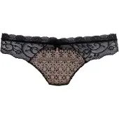 Nuance String , Damen, Gr. 32/34, schwarz, Spitze, Obermaterial: 75% Polyamid, 15% Elasthan, 10% Polyester, körpernah, Unterhosen String, mit leicht transparenter Stickereispitze