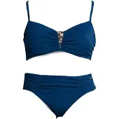 LASCANA Bügel-Bikini , Damen, Gr. 36, Cup E, blau (marine), Polyamid, unifarben, Bikini-Sets Bügel-Bikini, mit Pailletten-Verzierung