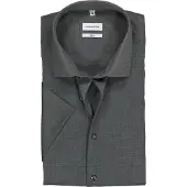Seidensticker Businesshemd "Slim", Herren, Gr. S (38), normale Ärmellängen, grau (dunkelgrau), 100% Baumwolle, unifarben, slim fit, gerader Abschluss, Hemden Businesshemd, Slim 1/2 Kentkragen Uni